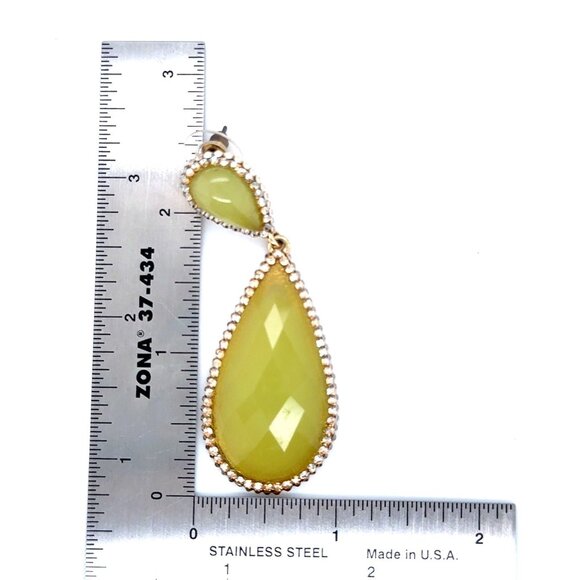 Yellow/Pink Stones Drop Earrings - Picture 5 of 6